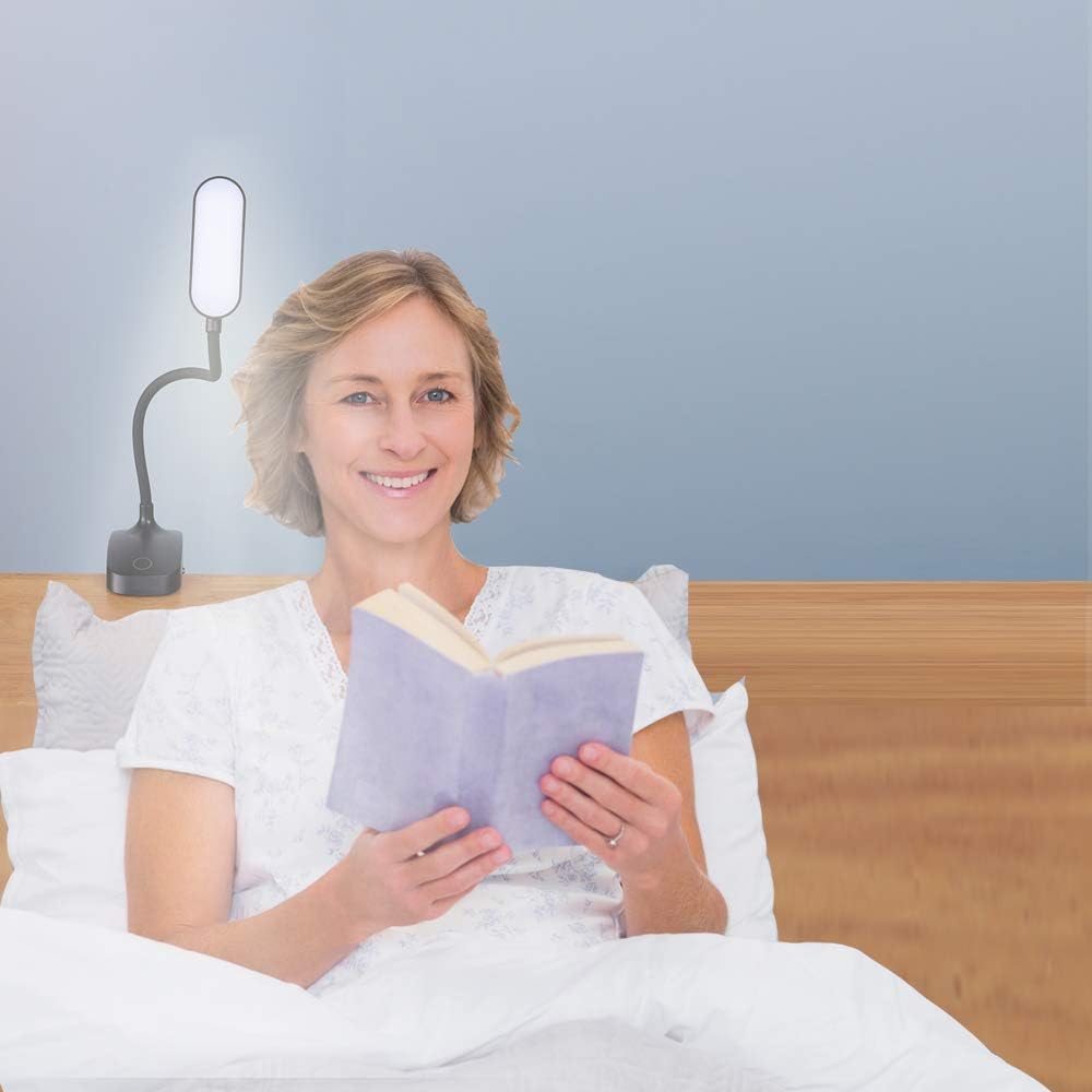 COLORLIFE Desk Lamp Clip On Light-7W 2600mAH Flexible Gooseneck Battery Operated Rechargeable Reading Lamp with Clamp & Stepless Brightness for Desk,Piano,Bed Headboard and Computers