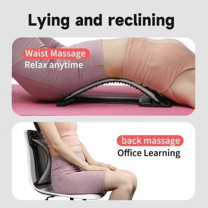 Back Stretcher for Back Pain Relief with Lumbar Support Board - Dual-Sided 3-Level Adjustable Spinal Decompression & Cracker Device