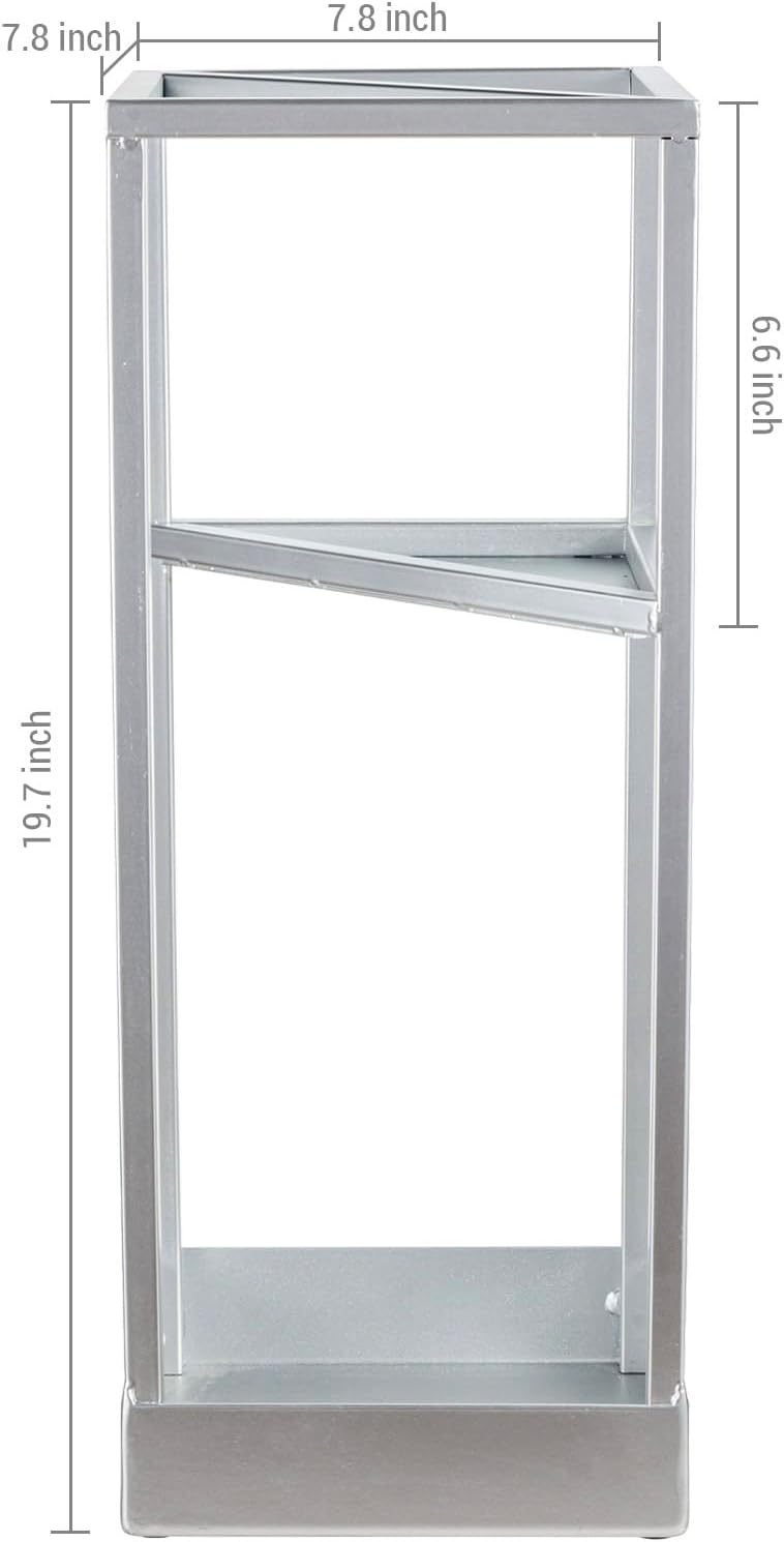 MyGift 20 Inch Brass Tone Metal Umbrella Stand with Drip Tray | Freestanding Rain Gear Storage - Long Short Umbrellas Canes Walking Sticks Entryway Lobby Office Floor Standing Drip Catcher