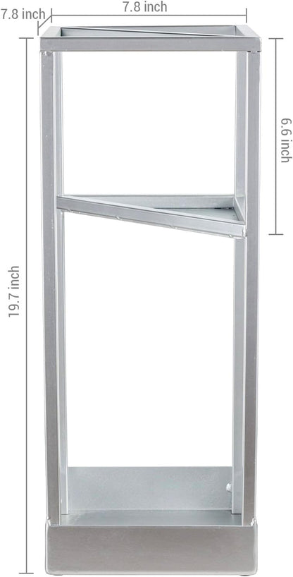 MyGift 20 Inch Brass Tone Metal Umbrella Stand with Drip Tray | Freestanding Rain Gear Storage - Long Short Umbrellas Canes Walking Sticks Entryway Lobby Office Floor Standing Drip Catcher