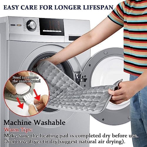 Heating Pad,Heated Blanket,Heating Pad for Back Neck,Grey,24x12 Inch | Electric Heating Pad,Dry/Moist Heat Heating Pads,Heating Pads for Shoulder,Abdomen,Heat Pad for Women Men,Birthday Gift