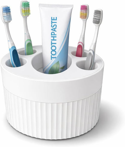 Toothbrush Holder for Bathroom Countertop, Multi-Slot Toothbrush Caddy with Drainage, Detachable Design, Non-Slip Base, Toothpaste Organizer (1, Blue)