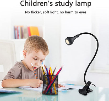 Led Clip on Light,Eye Caring Bed Reading Light,Reading Light with Gooseneck,360° Flexible Book Clamp Light,Night Light Clip on for Desk, Bed Headboard and Computers Black