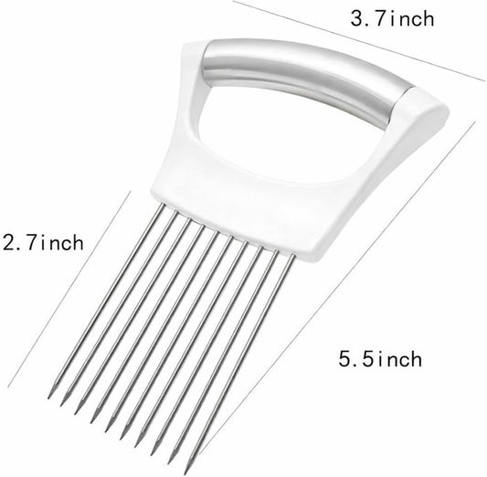 Onion Holder Slicer with Stainless Steel Blades, Vegetable Chopper for Tomato, Potato, Avocado, Lemon, Food Cutting Assistant Tool