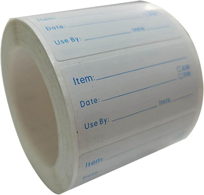 Pantry Storage Labels Removable Paper Stickers Dissolvable Date Labels Meal Prep Labels Suitable for Kitchen Home Refrigerator Restaurant, Blue Font
