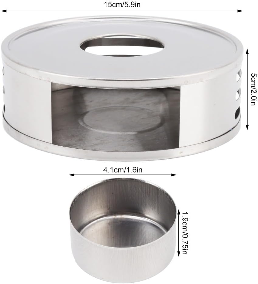 Silver Stainless Steel Tea Warmer Candle Heater Ventilation Hole Teapot Heater Coffee Heating Accessories(Transverse Hole)