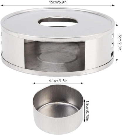 Silver Stainless Steel Tea Warmer Candle Heater Ventilation Hole Teapot Heater Coffee Heating Accessories(Transverse Hole)