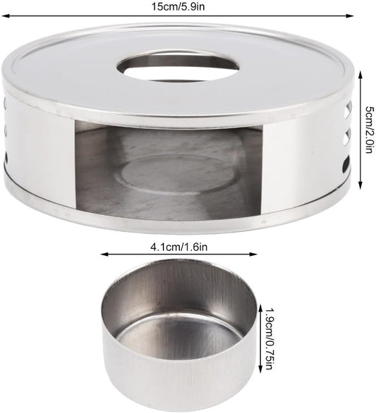 Silver Stainless Steel Tea Warmer Candle Heater Ventilation Hole Teapot Heater Coffee Heating Accessories(Transverse Hole)