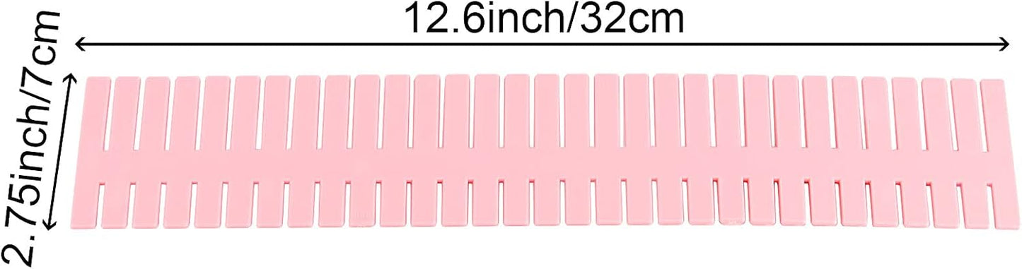 ZOENHOU 60 PCS DIY Drawer Divider Organizers, Pink Grid Drawer Dividers, Adjustable Premium Plastic Organizers for Makeup Drawers Desktop Kitchen Drawer Organizers and Storage, 12.6 x 2.76 Inch