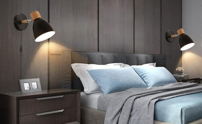 Wall Sconces Plug in, Swing Arm Wall Lamp with Power Cord, White Plug in Wall Lighting Fixtures Set of Two, Bedside Wall Mounted Reading Lamp with Switch, for Bedside Bedroom Hallway