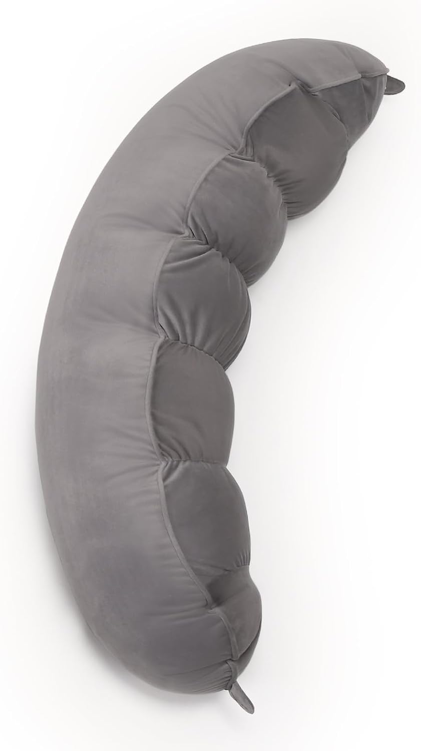 Peallow(Pat. Pend) – Long Round Body Pillow for Adults, Bolster Pillow for Sleeping, Soft and Supportive Pillow for Sleeping & Lumbar Support (Green-White, 29.5")