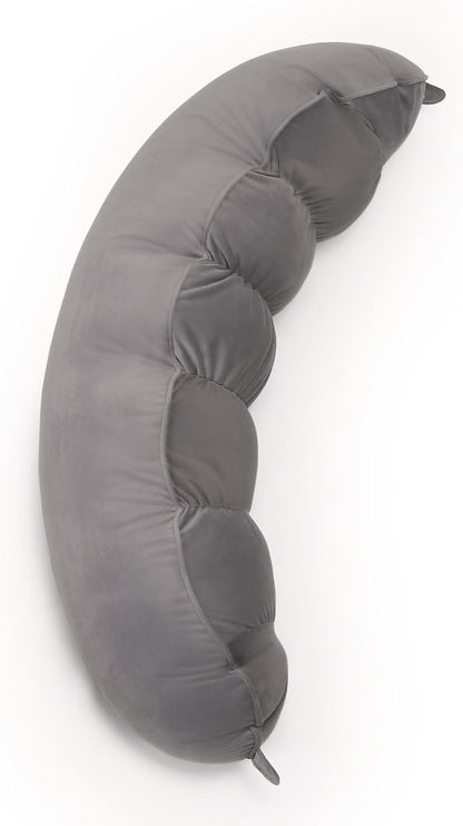 Peallow(Pat. Pend) – Long Round Body Pillow for Adults, Bolster Pillow for Sleeping, Soft and Supportive Pillow for Sleeping & Lumbar Support (Green-White, 29.5")