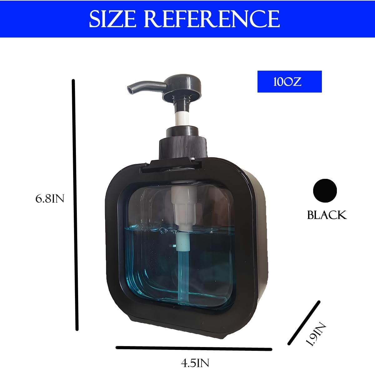 Hand Soap Dispenser Bathroom, Shower Soap Dispenser Wall Mounted, Dish Dispenser for Kitchen, Shampoo and Conditioner Dispenser with Pump and Labels (Black)