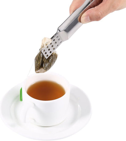 Tea Bag Squeezer Tongs, Stainless Steel, Perforated Head Design, Compact, Smooth Surface, Multi-Purpose