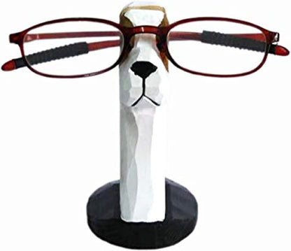Red Dollar Handmade Wood Carved Animal Eyeglass Holder, Cute Sunglasses Display Stand, Nightstand Home Office Desk Decor, Christmas Holiday New Year Business Gift for Men Women Adults (Dog)
