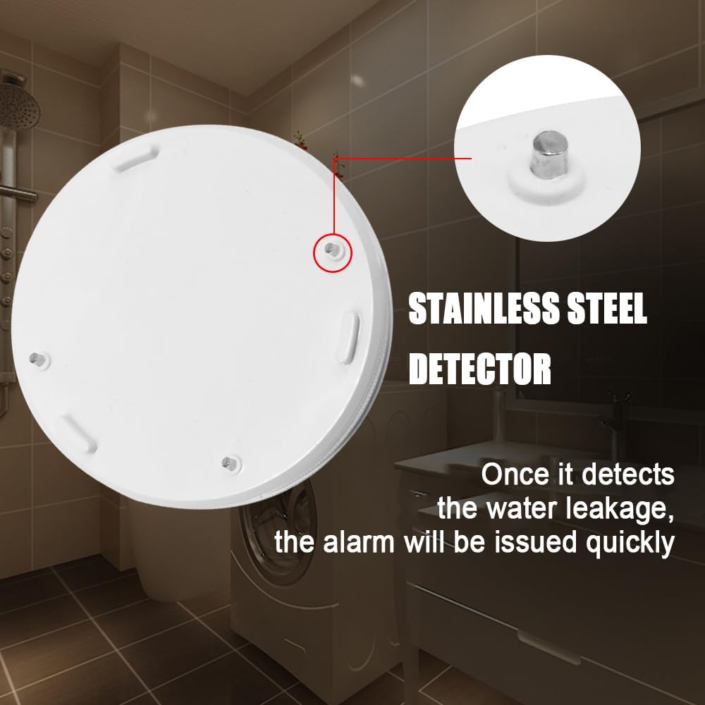 WER 90dB High-Sensitivity Water Leak Alarm, Liquid Overflow Detector Sensor | Battery-Powered Water Sensor for Kitchen, Bathroom, Basement, Laundry Room, Prevent Home Water Damage (Without Battery 2PC)