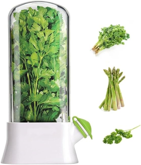 Cilantro Fresh Containers,Large Capacity Vanilla Preserver for Mint And Asparagus For Refrigerator Organizers And Storage,Storage Clear for Mint Leaves Fresh Herb Keeper, white, star005