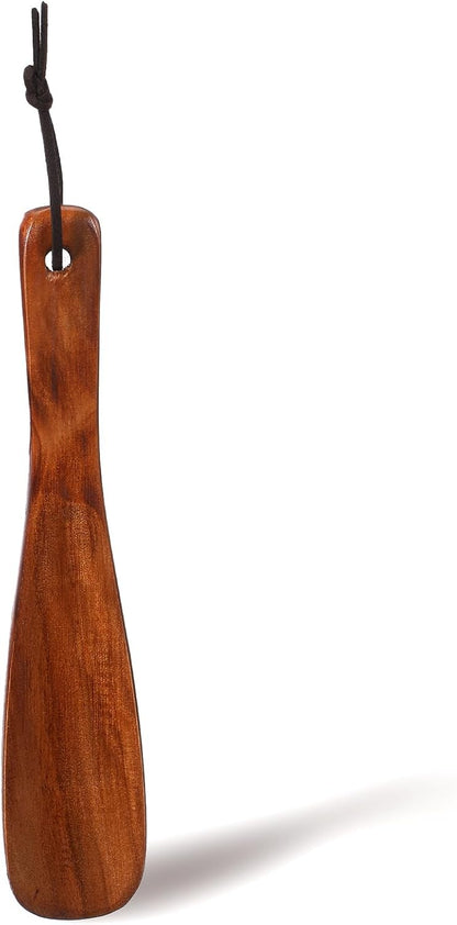 1pcs Wooden Shoe Horn,7.56 Inches Short Handle Retro Wood Shoehorn,Shoe Horn Wood for Men Women Kids with Leather Lanyard,Shoes Stick Helper for for Seniors Pregnancy,Brown