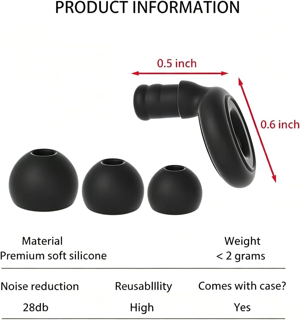 Reusable Noise Reduction Silicone Ear Plugs, Ultra-Comfy Earplugs with 4 Size Eartips and Case, 17-30dB Hearing Protection for Sleep, Concerts, Work, Travel & Noise Sensitivity
