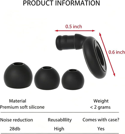 Reusable Noise Reduction Silicone Ear Plugs, Ultra-Comfy Earplugs with 4 Size Eartips and Case, 17-30dB Hearing Protection for Sleep, Concerts, Work, Travel & Noise Sensitivity