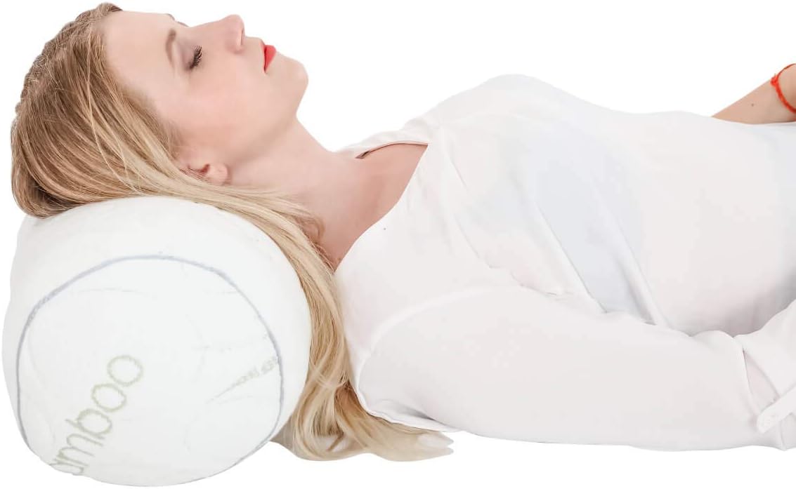 Kingnex Cylinder Bolster Roll Pillow for Sleeping on Back or Side 18x6