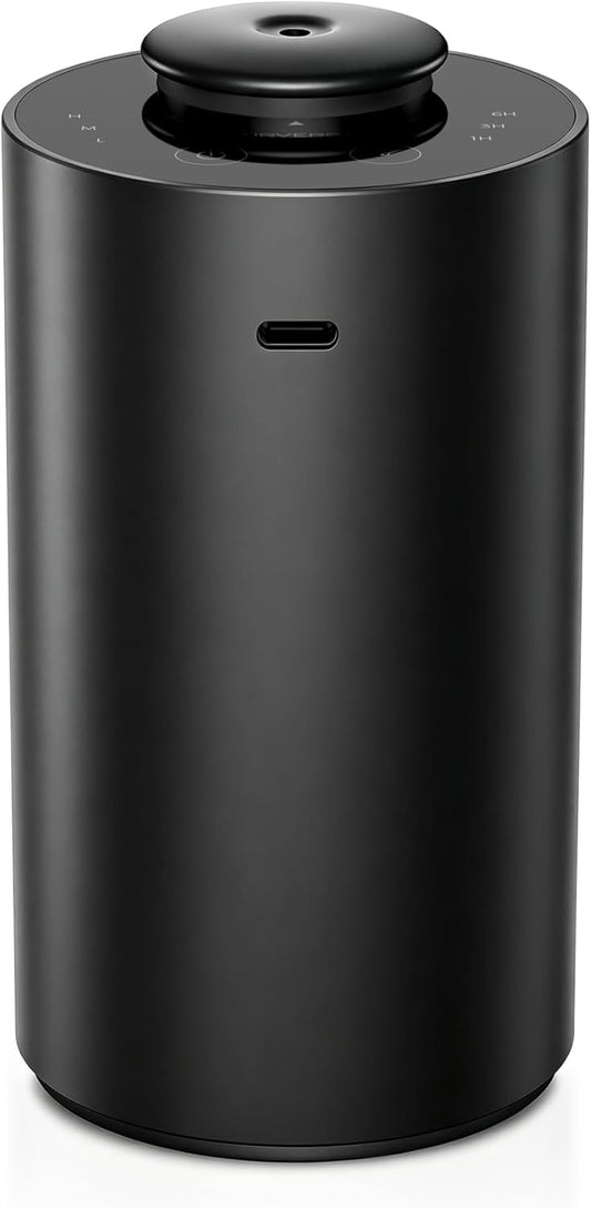 Airversa Waterless Essential Oil Diffuser for Home Aromatherapy Scent Diffusers with 3 Countdown Timer Settings or Timer-Off, 3 Mist Levels for Car Room Studio Office, ANX Premium Metal Black