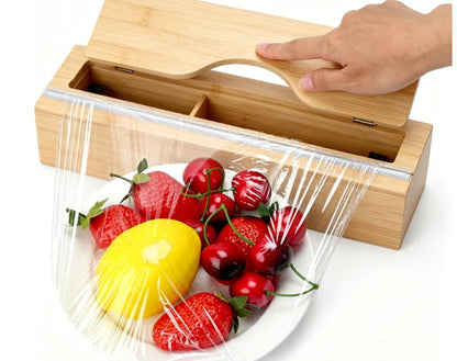 Plastic Wrap Dispenser with Cutter,Cling Wrap with Slide Cutter for Kitchen Storage Organization Holder for 12" Roll