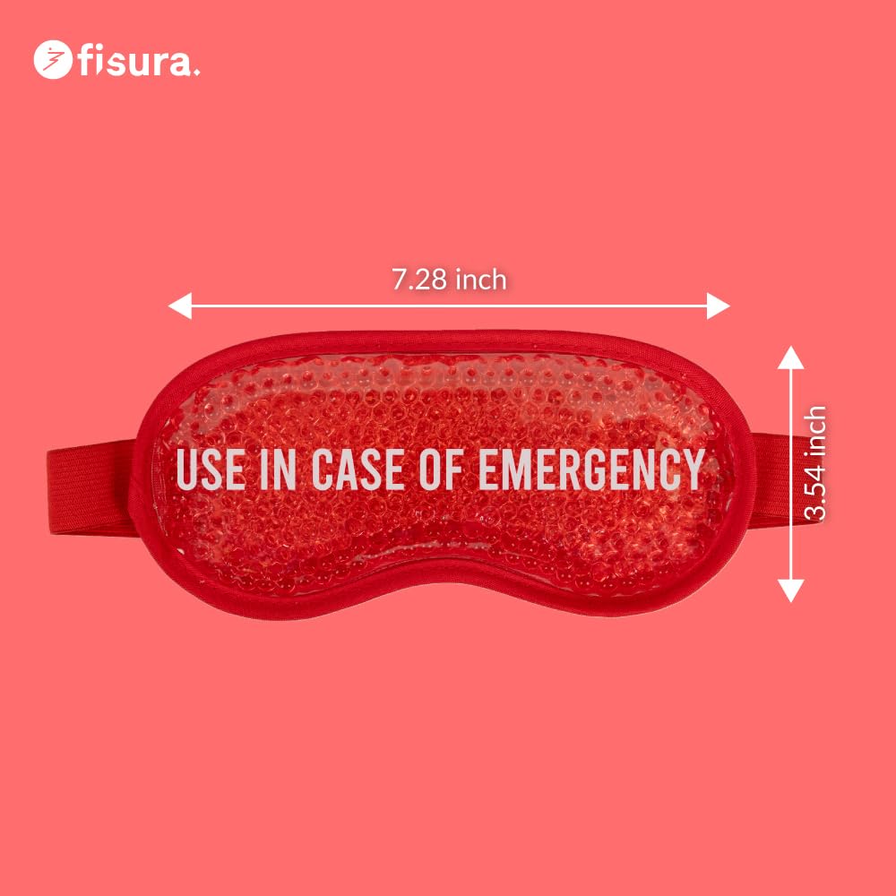 Fisura - Black Cooling Gel Eye Mask for Migraine Relief – Reusable Cold Eye Mask for Puffy Eyes & Dark Circles, Hot & Cold Therapy for Headache & Sinus Pain with Storage Pouch, 7.28 x 3.54 in