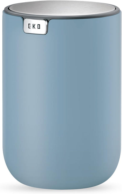 EKO Fandy 0.58 Gal/2.2L Mini Trash Can with Lid, Swing-Top Desktop Trash Can for Bathroom, Countertop, Vanity, Desk or Office, Small Garbage Bin (Blue)