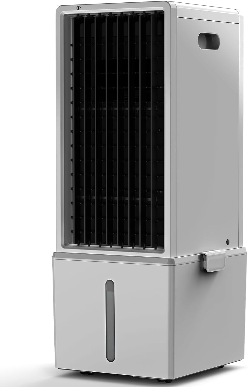 Portable Air Conditioners 4 Modes&3 Speeds,4 Ice Packs, Waterless Alert System, 12H Timer, Remote,1 Gal Detachable Water Tank, 70°Oscillation Windowless Evaporative Air Cooler for Room Office