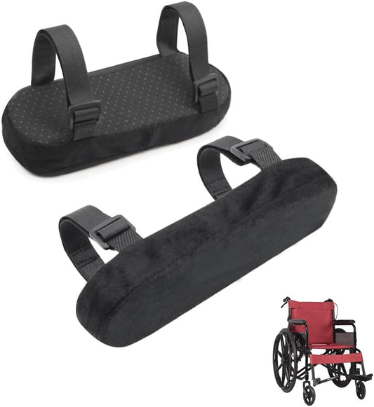 2 Pack Wheelchair Armrest Pads with Straps Arm Padding Cushion Covers for Transport Wheelchair Mobility Support Electric Wheelchairs Arm Rest Seniors Mobility Scooter Ergonomic Office Chair