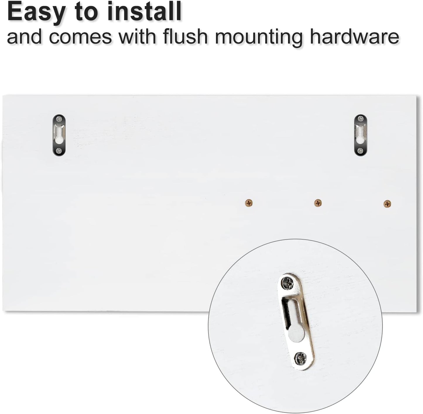 Lwenki Mail Organizer for Wall Mount – Key Holder with Shelf Includes Letter Holder and Hooks for Coats, Dog Leashes – Rustic Wood with Flush Mounting Hardware (16.5” x 8.7” x 3.5”)