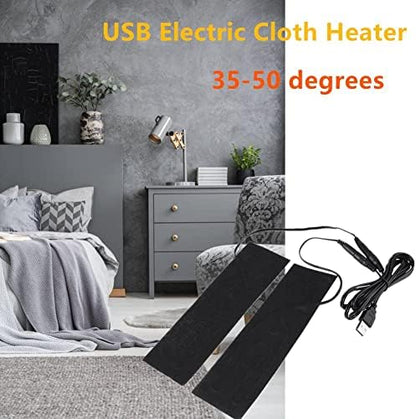 Portable Heating Pad 1 Pair Black USB Carbon Fiber Heating Mat 5V Electric Heating Film Heater Pads Heating Film Heat Pad for Warming Feet Knee Washable 35-50 ℃