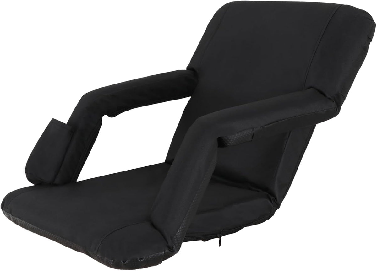 LEMY 20.5"/ 25" Wide Adjustable Stadium Seat for Bleachers Portable Water Resistant Stadium Chair with Back/Arms/Cushion for Outdoor or Indoor