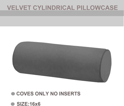 Neck Roll Pillowcases Velvet Cylindrical Pillow Covers 16"x6" with Hidden Zipper for House Home Decor Neck Roll Pillow Cervical Neck Roll Memory Pillow Cylinder Round Cushion (Black, 16x6)