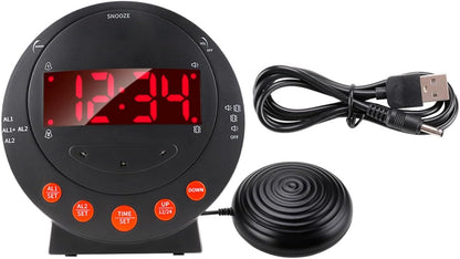 Multifunctional Vibrating Alarm Clock with Bed Shaker, LED Screen Digital Loud Alarm for Heavy Sleepers and Deaf Or Hard of Hearing, 3pcs Set (Battery Not Included) for Bedroom Use