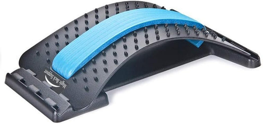 Back Stretching Device,Back Massager for Bed & Chair & Car,Multi-Level Lumbar Support Stretcher Spinal, Lower and Upper Muscle Pain Relief(Black/Blue)