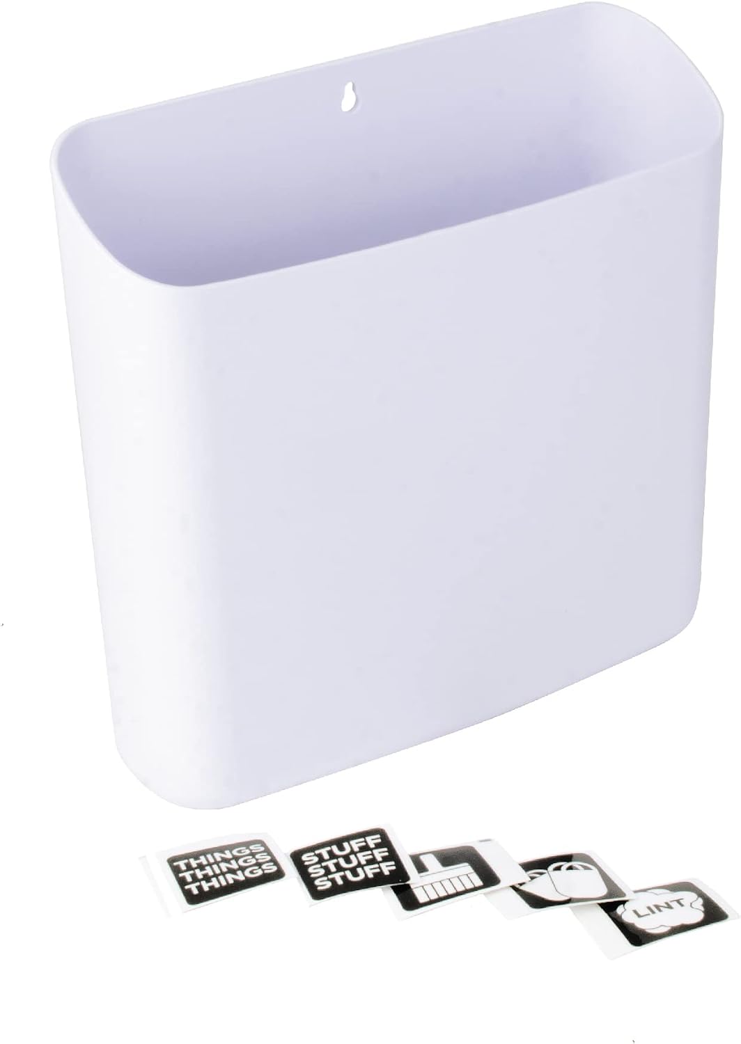 JS Jackson Supplies Small White Lint Bin with Magnetic Back, Slim Profile Trash Bin for Laundry Room and Kitchen, Wall Mountable
