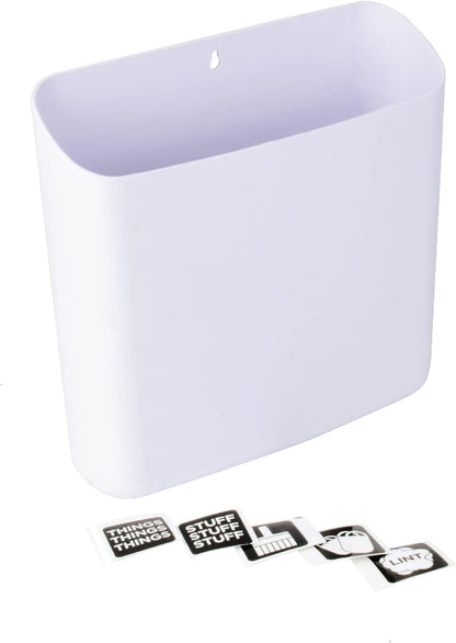 JS Jackson Supplies Small White Lint Bin with Magnetic Back, Slim Profile Trash Bin for Laundry Room and Kitchen, Wall Mountable