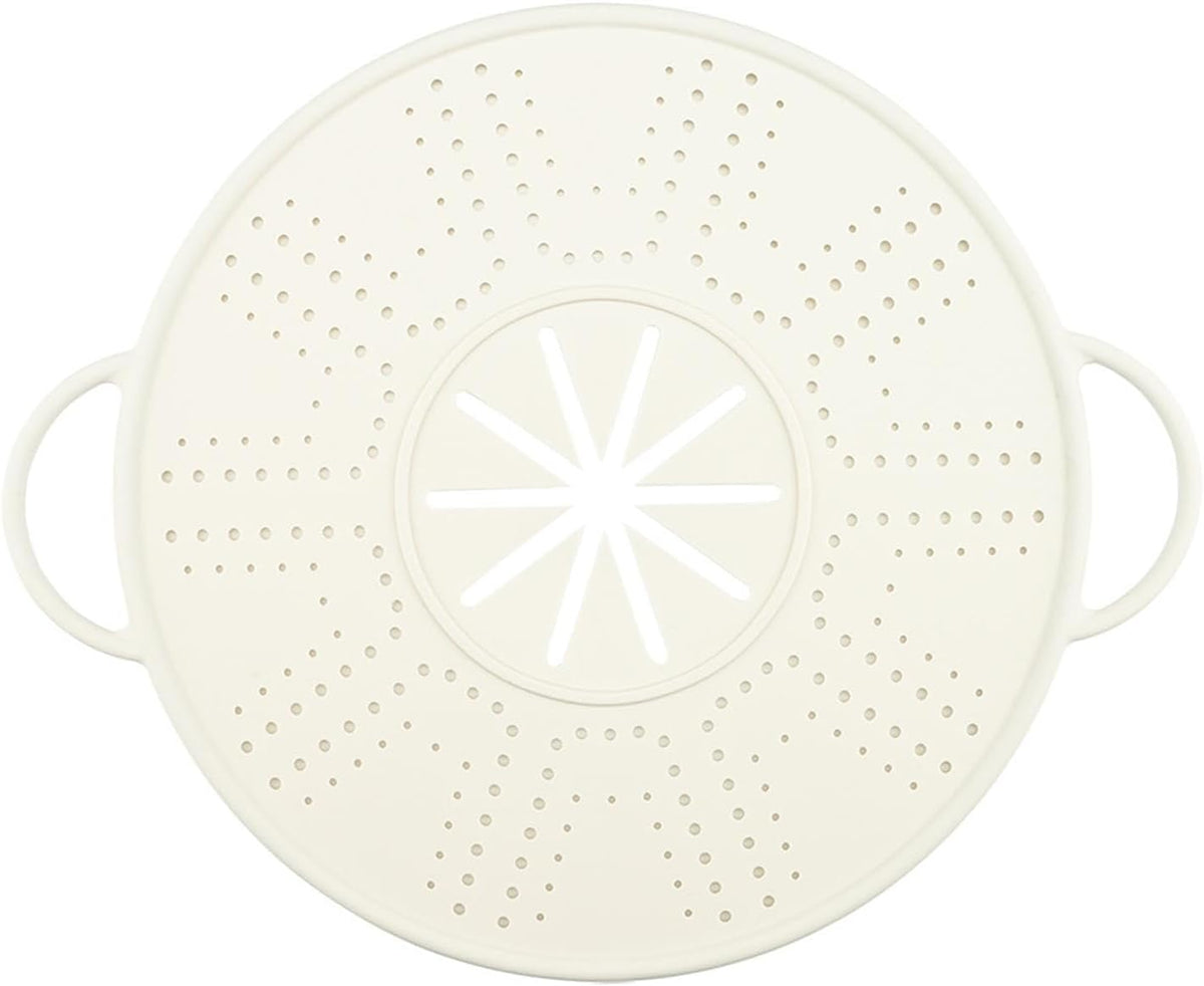 Silicone Spill Stopper Lid, 10.94 in Double Handle Splatter Screen for Boil-Over and Oil Splatter, Black