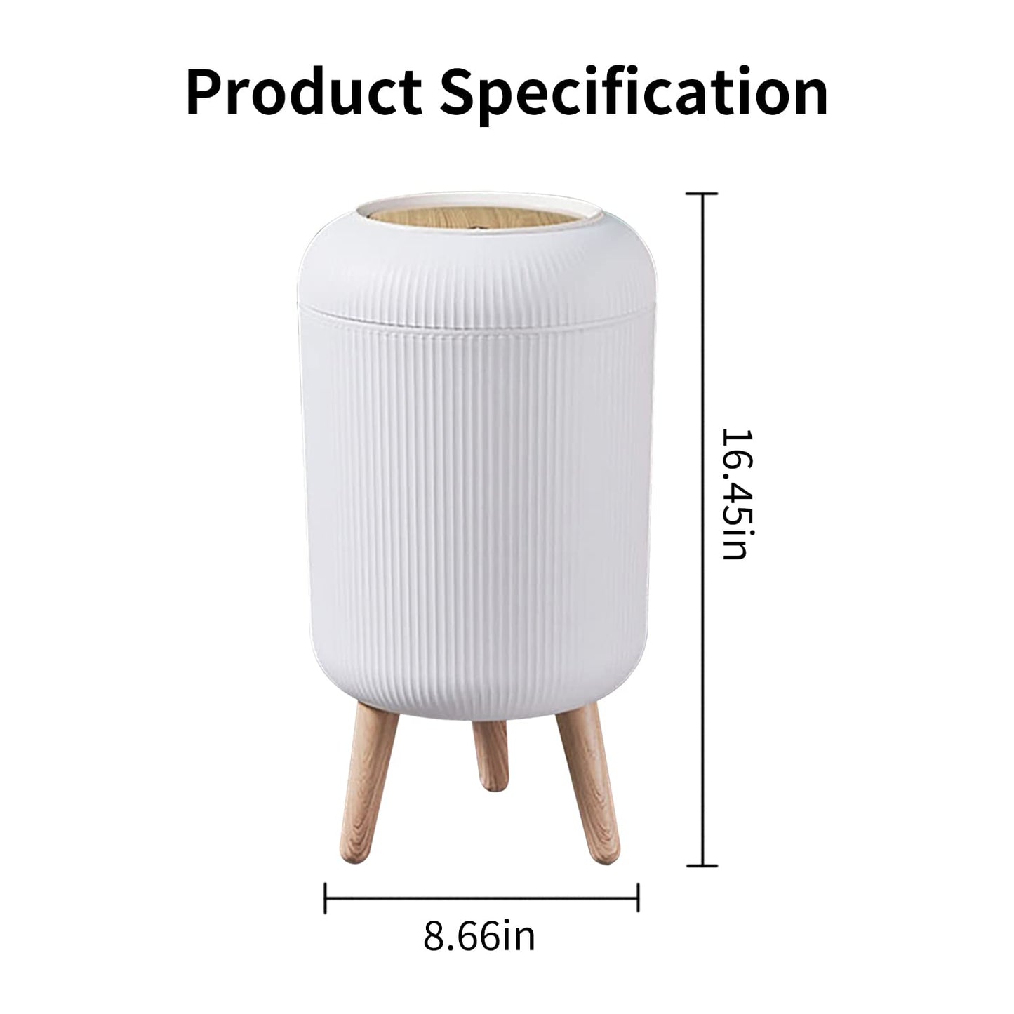 WanWanKa Mini White Plastic Trash Can, 2.6 Gallon Capacity, Slim Design, Anti-Odor, Easy to Clean, Suitable for Any Place | 10Liter Nordic Modern Waste Basket,Plastic Trash bin Suitable for Kitchen, Bathroom, Bedroom, Living Room, Office, Outdoor