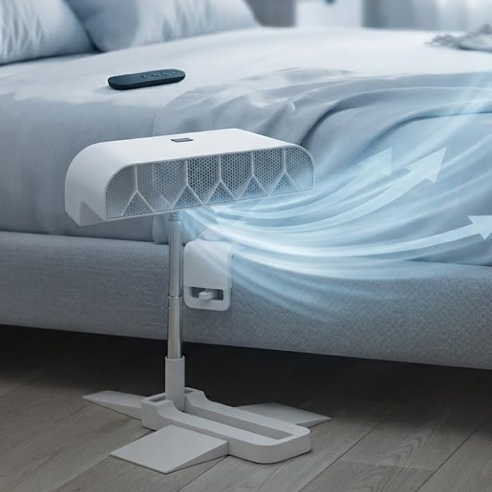 Bed Fan Under Sheets, Quiet Cooling Bed Fan with Remote Control (white,2pcs)