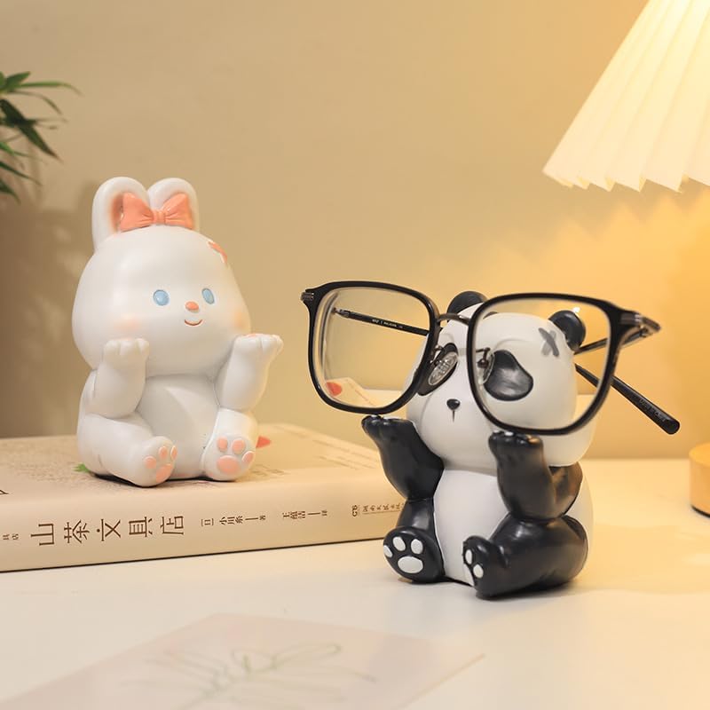Cute Panda Glasses Display Stand for Nightstand, Funny Decorative Eyeglass Sunglass Holder, Home Office Desk Decoration (Handstand Panda)