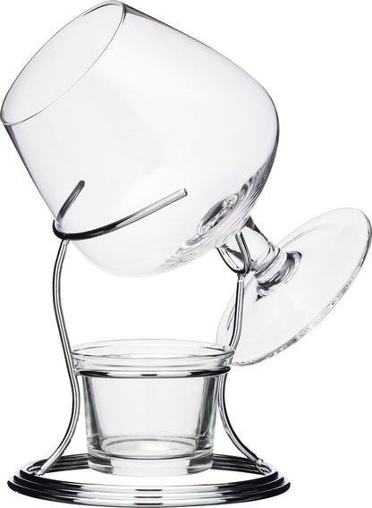 BarCraft Brandy Glass and Warmer Gift Set, 350ml Glass, Tea Light Holder and Metal Stand, 3-Piece Set