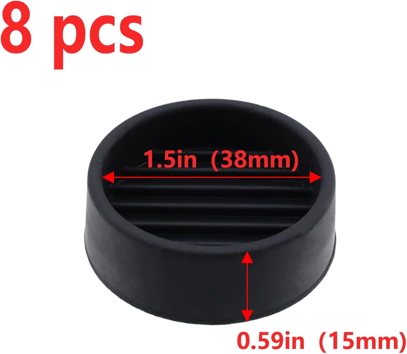 Semetall 1.5 Inch Rubber Caster Cups 8 Pack Black | Non Slip Furniture Coasters Floor Protectors for Bed Couch Table Chair