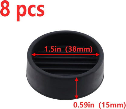 Semetall 1.5 Inch Rubber Caster Cups 8 Pack Black | Non Slip Furniture Coasters Floor Protectors for Bed Couch Table Chair