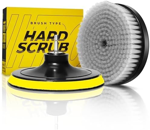 VViViD Drill Backing Plate + Power Scrub Brush Attachment, 150mm Diameter Large Surface Area, Medium-Stiffness Bristles