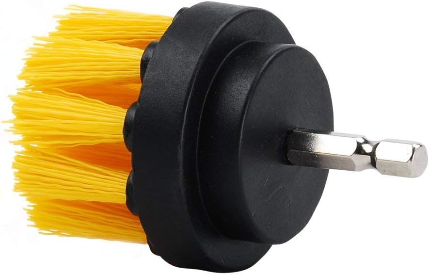 2 inch Diameter Drill Powered Stiff Scrub Cleaning Brush Heavy Duty Cleaning Applications for Bathroom Surfaces, Tile and Grout, Hard Water Stains, Rust (Yellow)