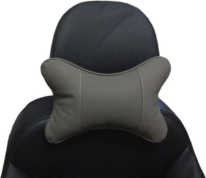2 Packs Car Neck Pillows, Dual-Side PU Leather Car Headrest with Fiber Filling, Universal Soft Neck Support Pillow for Car, Home & Office (Black)