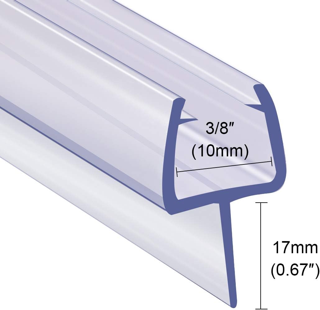 Shower Room Glass Door Bottom Gap Seal Strip for 1/2 Inch Glass, 27.5" Long Sweep Stop Shower Leaking
